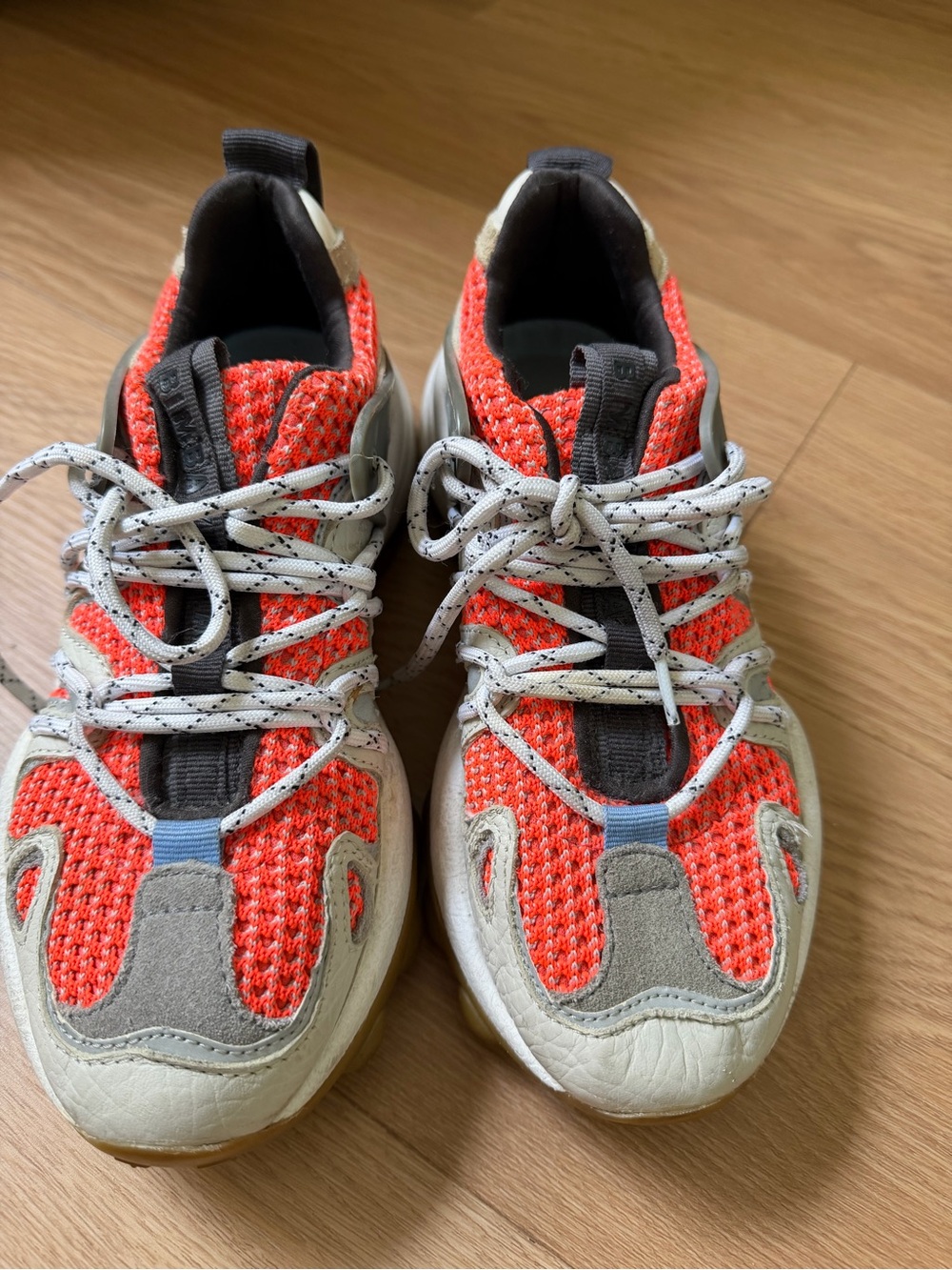 Women’s Athletic Sneakers in Bright Orange and Gray